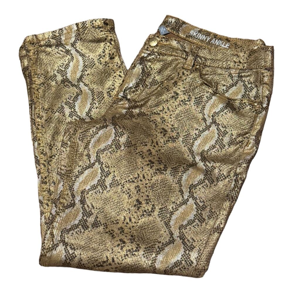 Snake print gold & brown low rise skinny ankle pants from NY & CO size 10